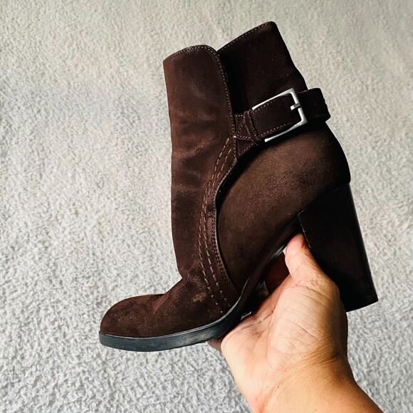 Tod’s Boots Suede Heeled Ankle Leather Brown Size 5 Made in Italy - Picture 12 of 13